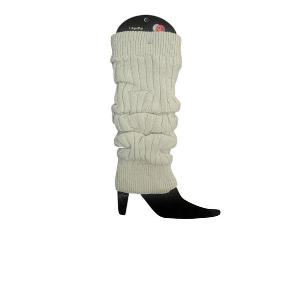 Cream Rib Knit Leg Warmers One Size | 80s Retro Dance Y2K Balletcore Layering - Picture 2 of 2